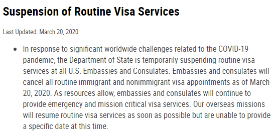 疫情下的美國的簽證該何去何從？