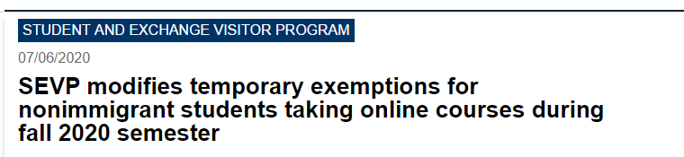 移民局出新規：在美留學生只上網課會被遣返!