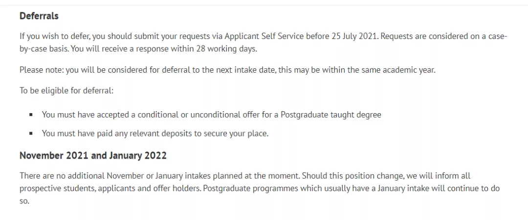 英國各大院校相繼公布2021年延遲入學相關的政策